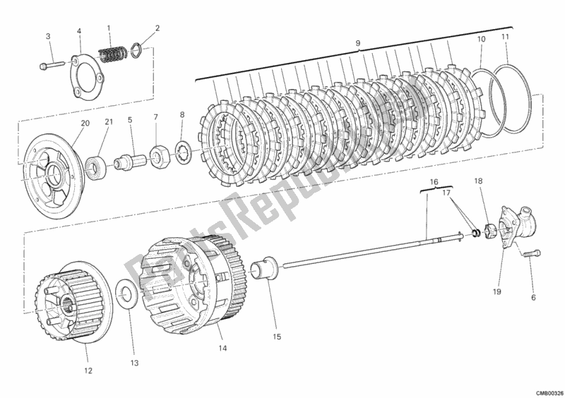 All parts for the Clutch of the Ducati Diavel Carbon FL USA 1200 2015